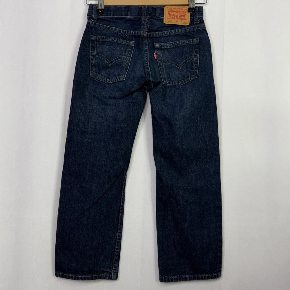 Levi's 505 Regular Adjustable Waist Dark Wash Blue Jeans